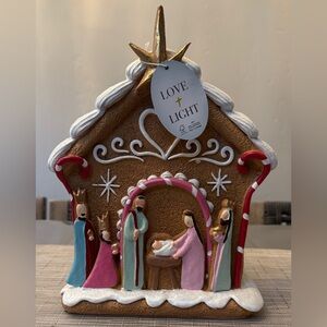 Christmas Love + Light Gingerbread Nativity House. Brand New.